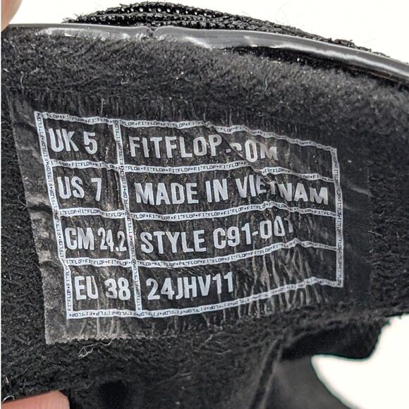 FitFlop Florrie Toe-Thong Wedge Sandal Women's Slip-On Black Size US7 EU38 - Picture 7 of 12